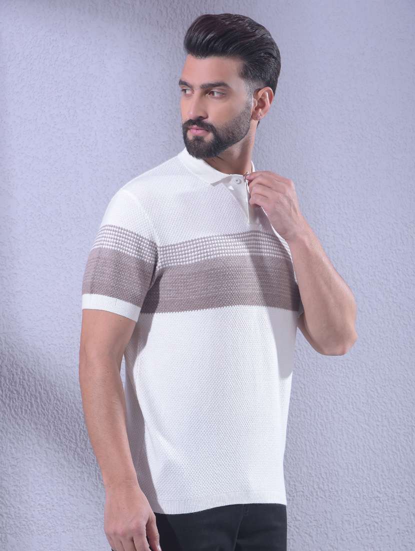 Men Striped Short Sleeve Regular Fit Polo T-shirt - 22336085 -  Standard Image - 2