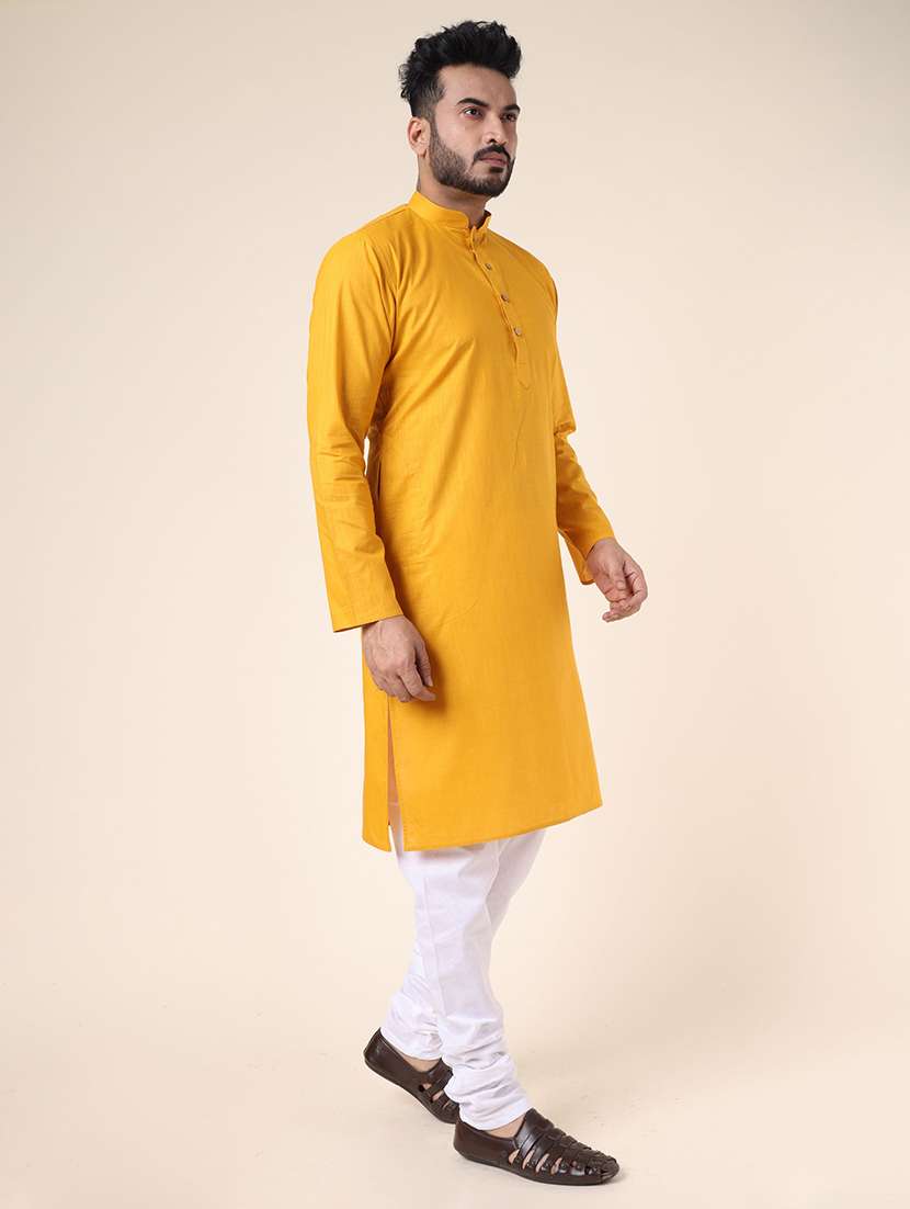 men solid mandarin neck kurta churidar ethnic wear set - 22336124 -  Standard Image - 2