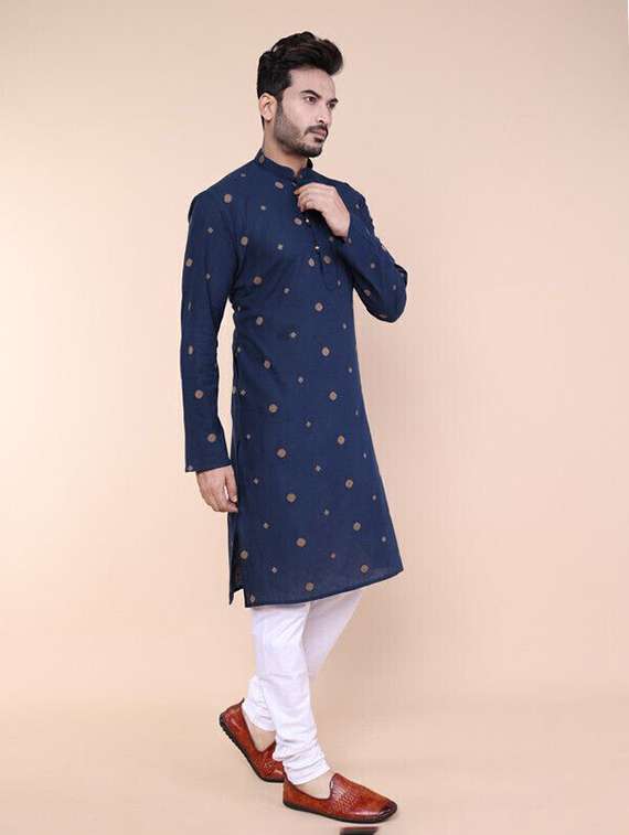 men printed mandarin neck kurta churidar ethnic wear set - 22336125 -  Standard Image - 2