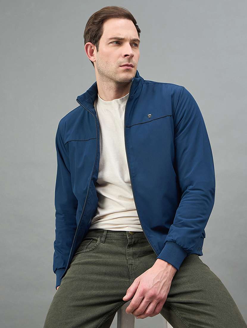 men solid long sleeve regular fit casual jacket