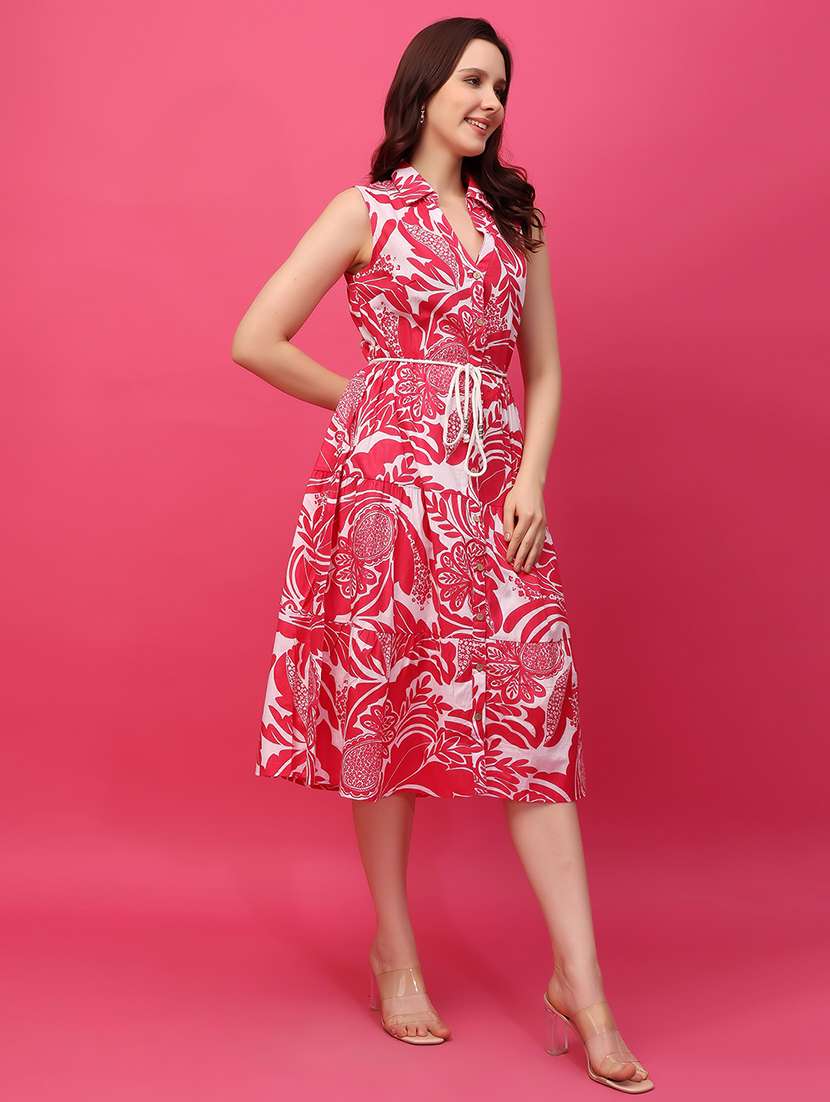 pink cotton fit & flare dress - 22336306 -  Standard Image - 2