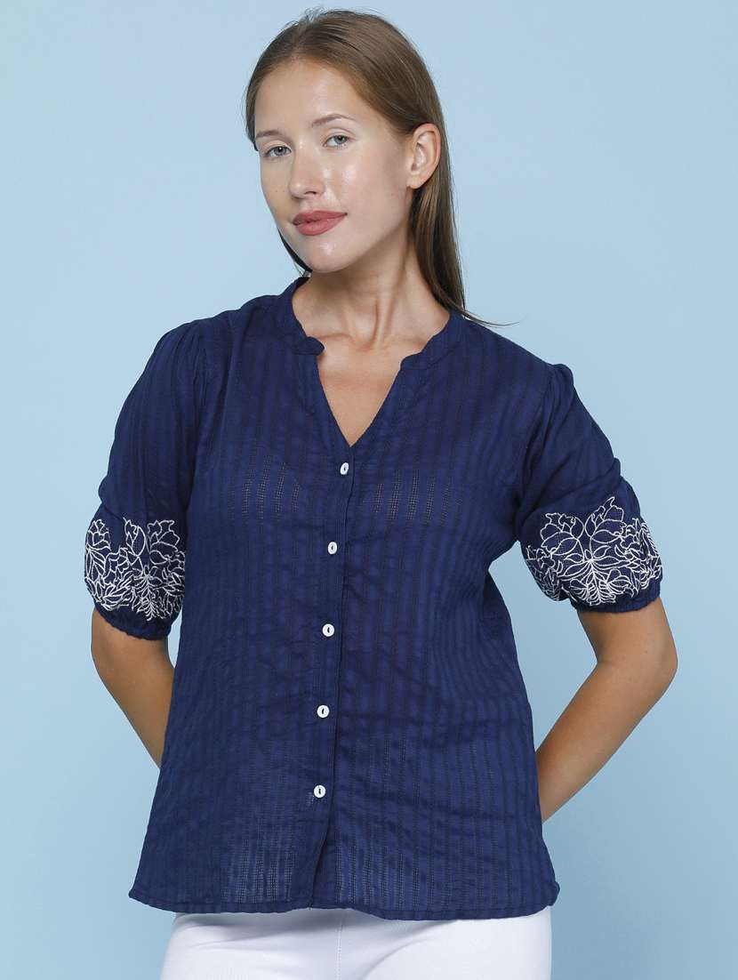 Women Self Design Puff Sleeves Regular Top - 22336638 -  Standard Image - 2
