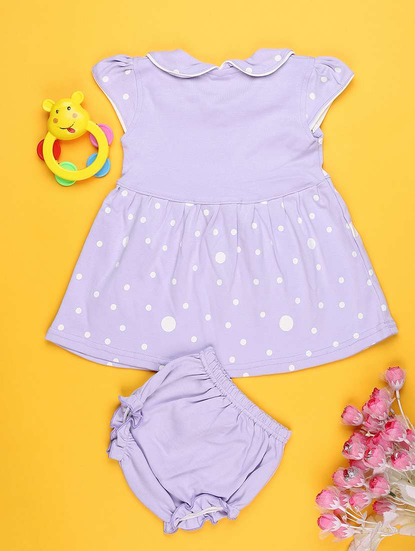 girls printed short sleeve frock with blommer - 22336666 -  Standard Image - 2