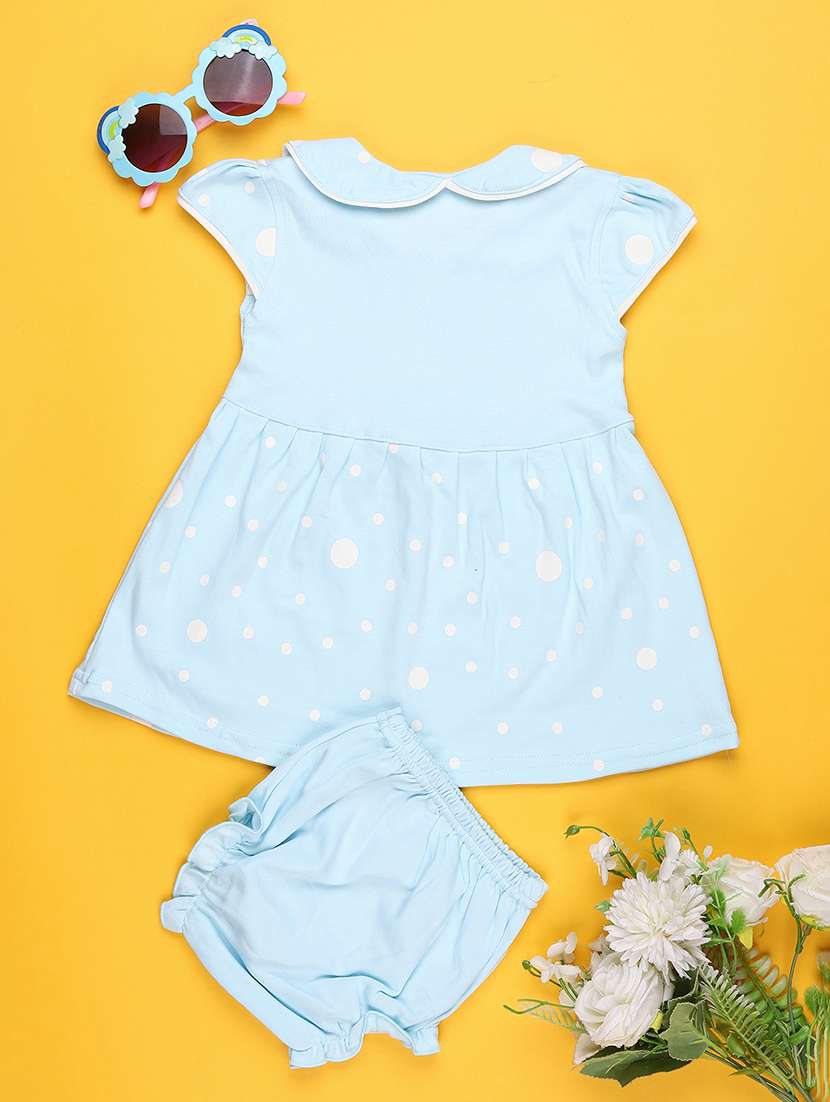 girls printed short sleeve frock with blommer - 22336667 -  Standard Image - 2