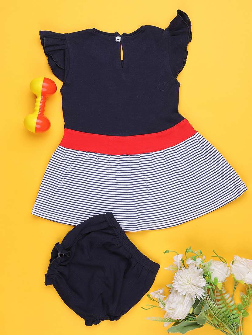 girls printed short sleeve frock with blommer - 22336671 -  Standard Image - 2