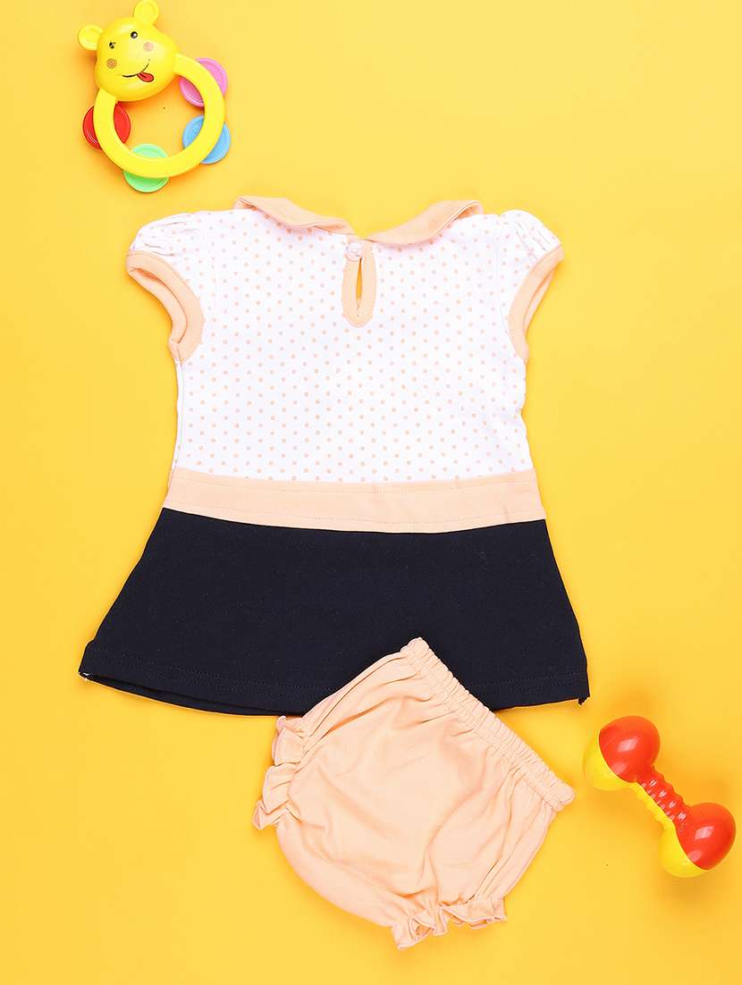 girls printed short sleeve frock with blommer - 22336673 -  Standard Image - 2