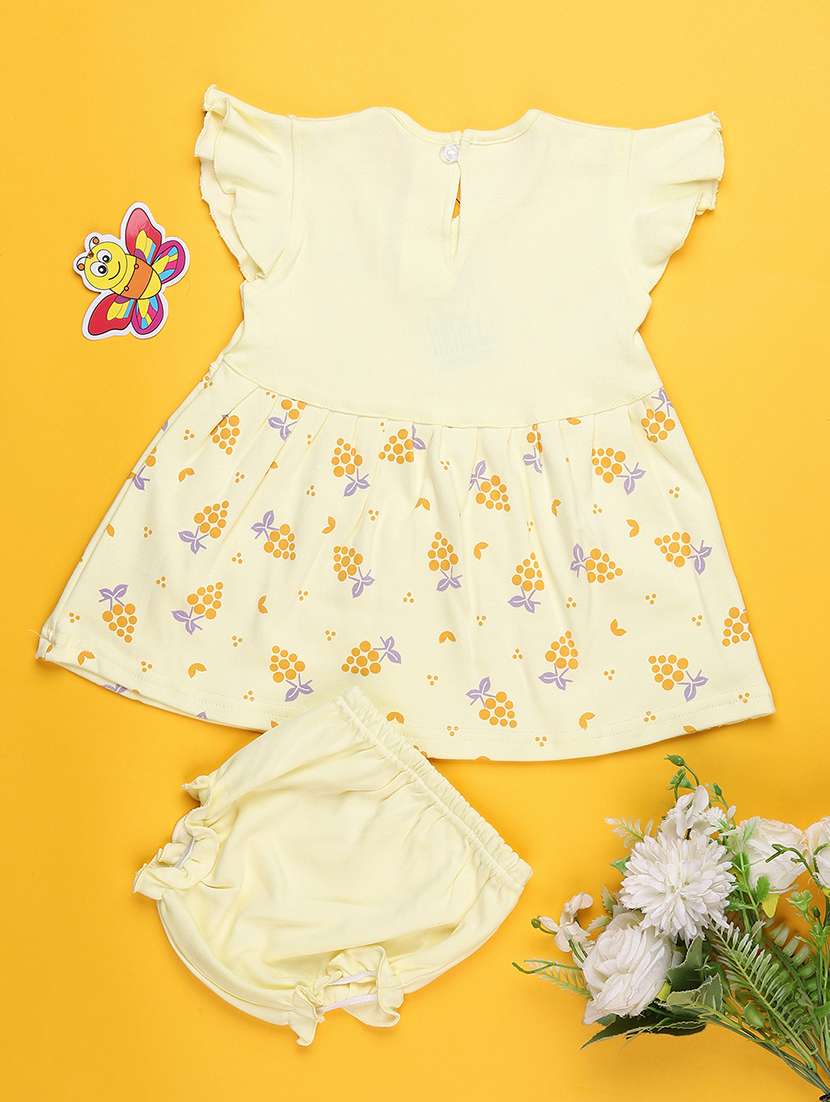 girls printed short sleeve frock with blommer - 22336678 -  Standard Image - 2