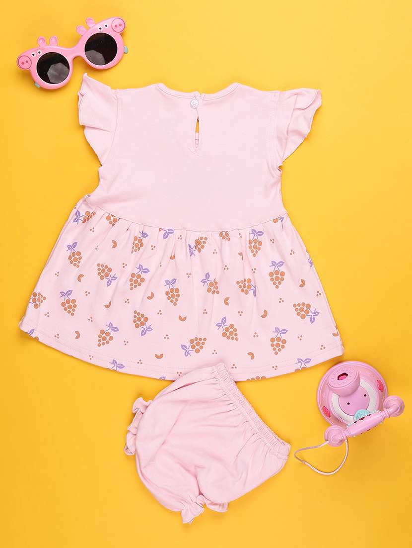 girls printed short sleeve frock with blommer - 22336679 -  Standard Image - 2