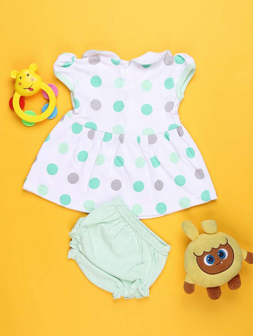 girls printed short sleeve frock with blommer - 22336681 -  Standard Image - 2