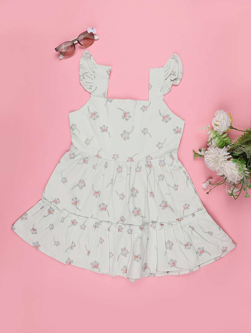 girls printed sleeveless tiered frock - 22336698 -  Standard Image - 2