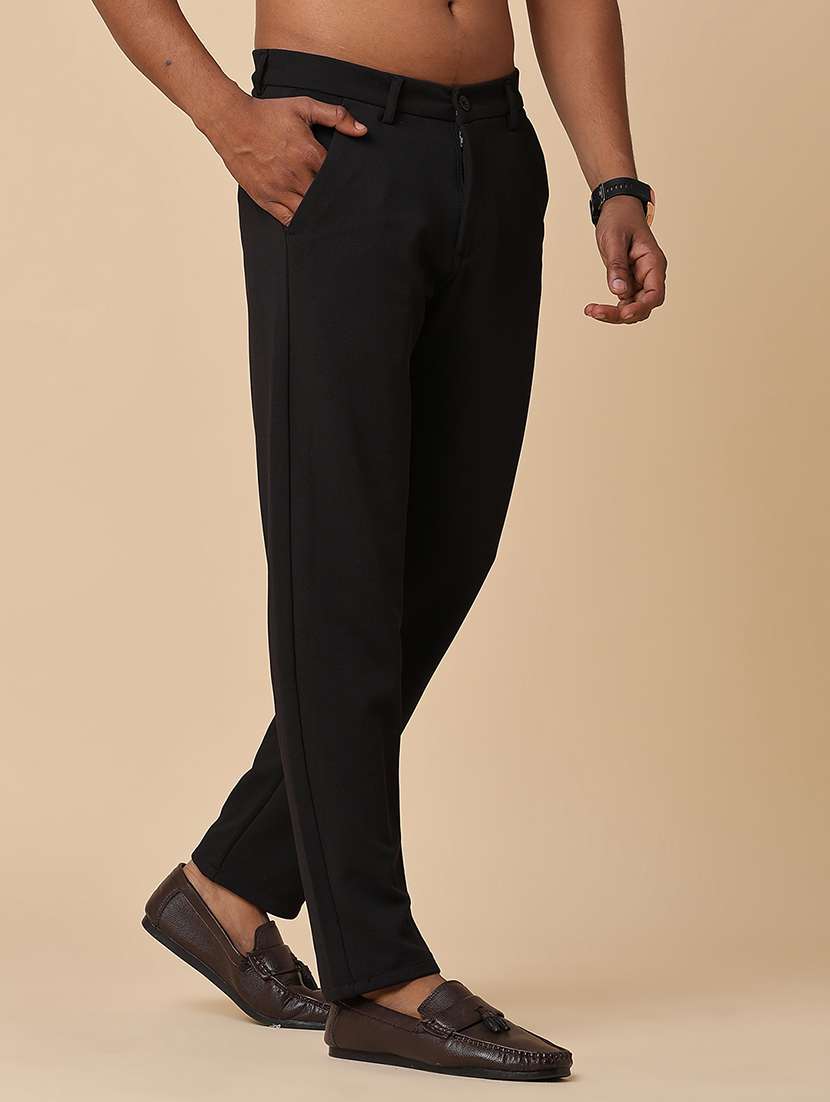 men solid mid rise flat front formal trouser - 22336785 -  Standard Image - 2