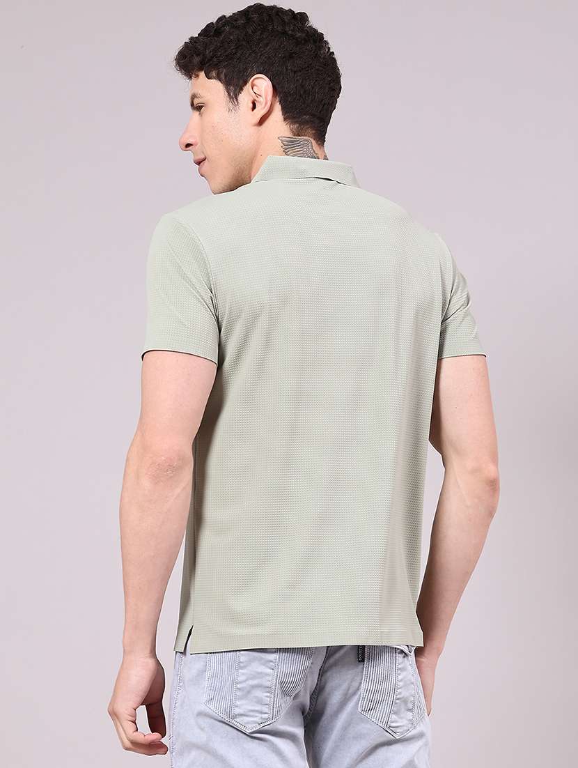 men's olive seamless polo-t-shirt with tonal stitching slim fit breathable  stretch - 22336805 -  Standard Image - 2