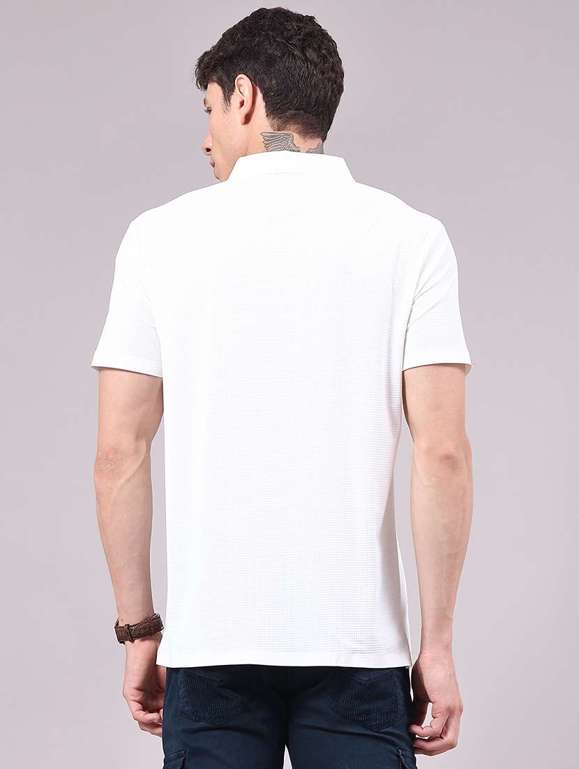 men's white seamless polo-t-shirt with tonal stitching slim fit breathable stretch - 22336823 -  Standard Image - 2