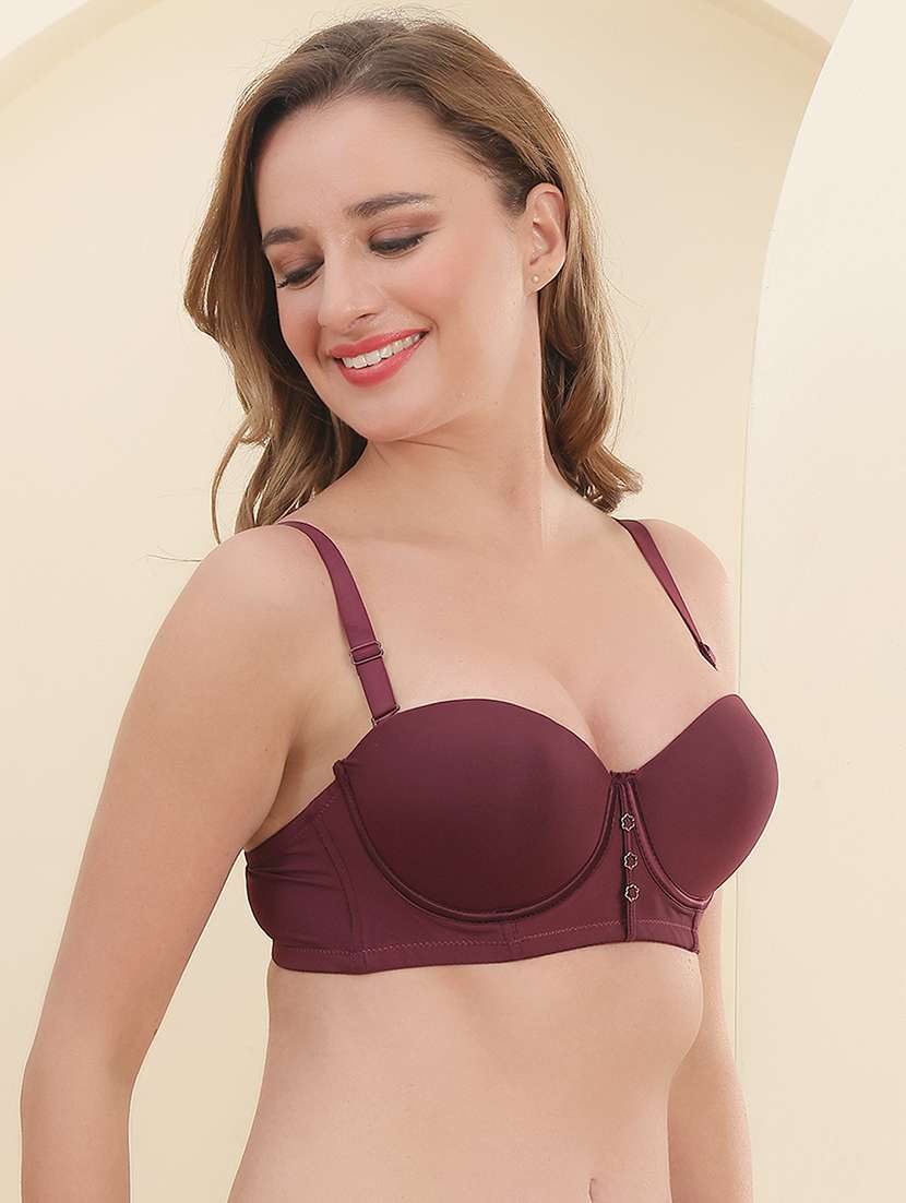 burgundy polyester balconette bra - 22337177 -  Standard Image - 2