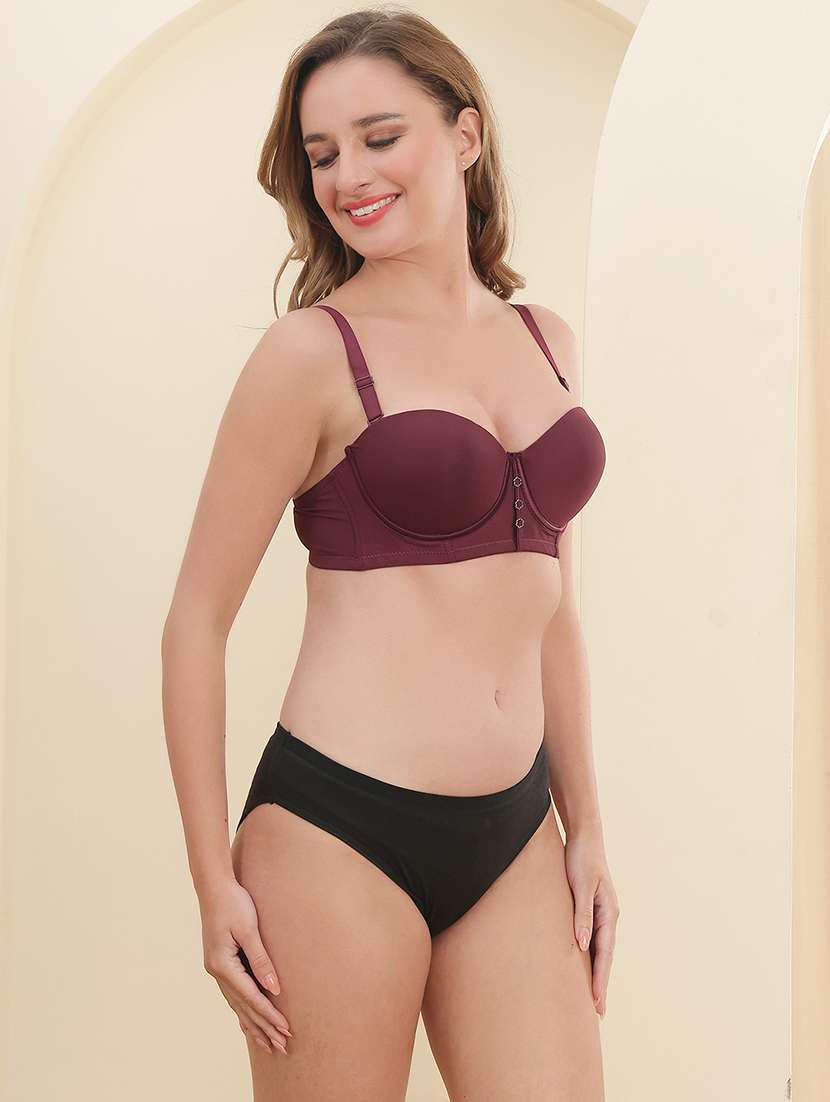 women solid bra and panty set - 22337193 -  Standard Image - 2