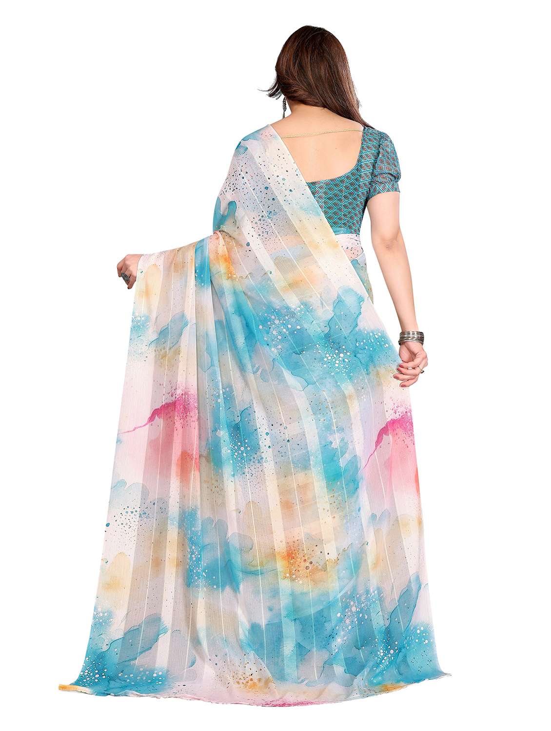 women printed casual wear saree with blouse - 22337237 -  Standard Image - 2