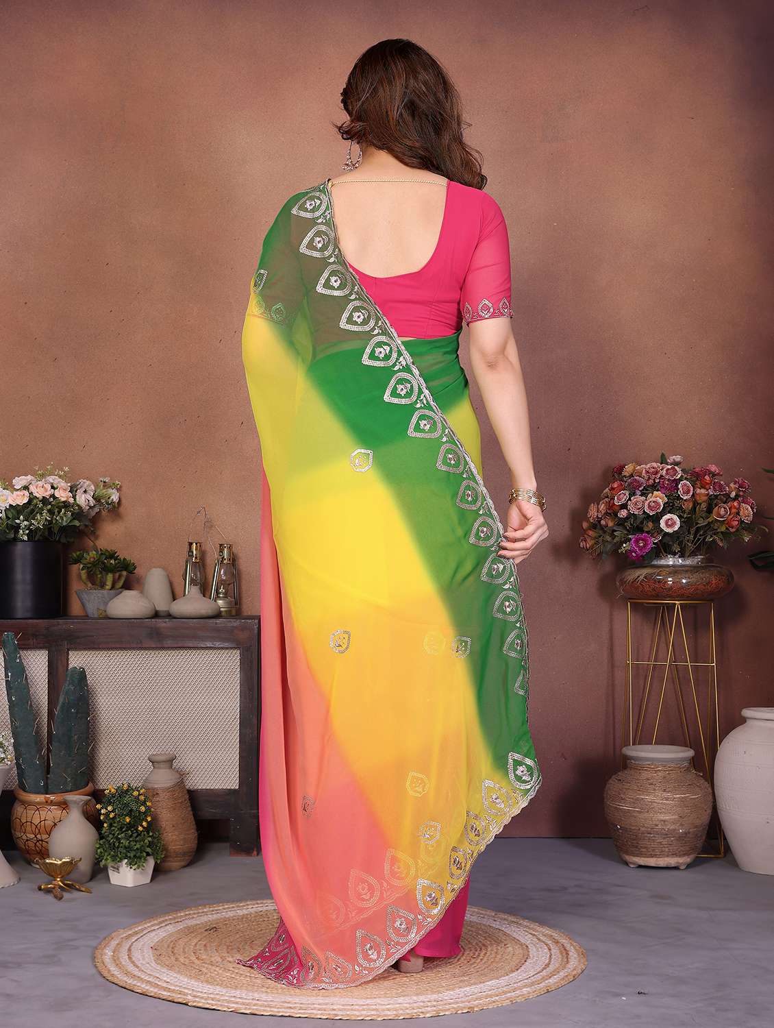 women ombre embroidered saree with blouse - 22337245 -  Standard Image - 2