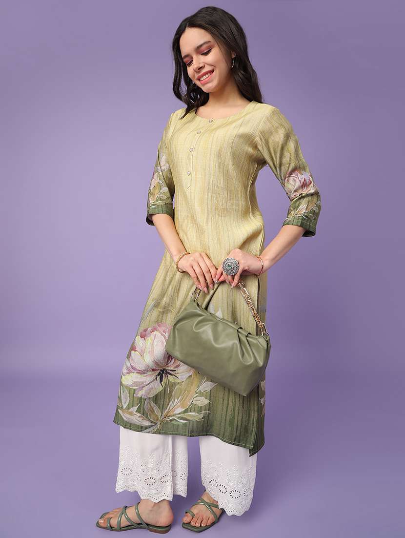 yellow cotton aline kurta - 22337359 -  Standard Image - 2