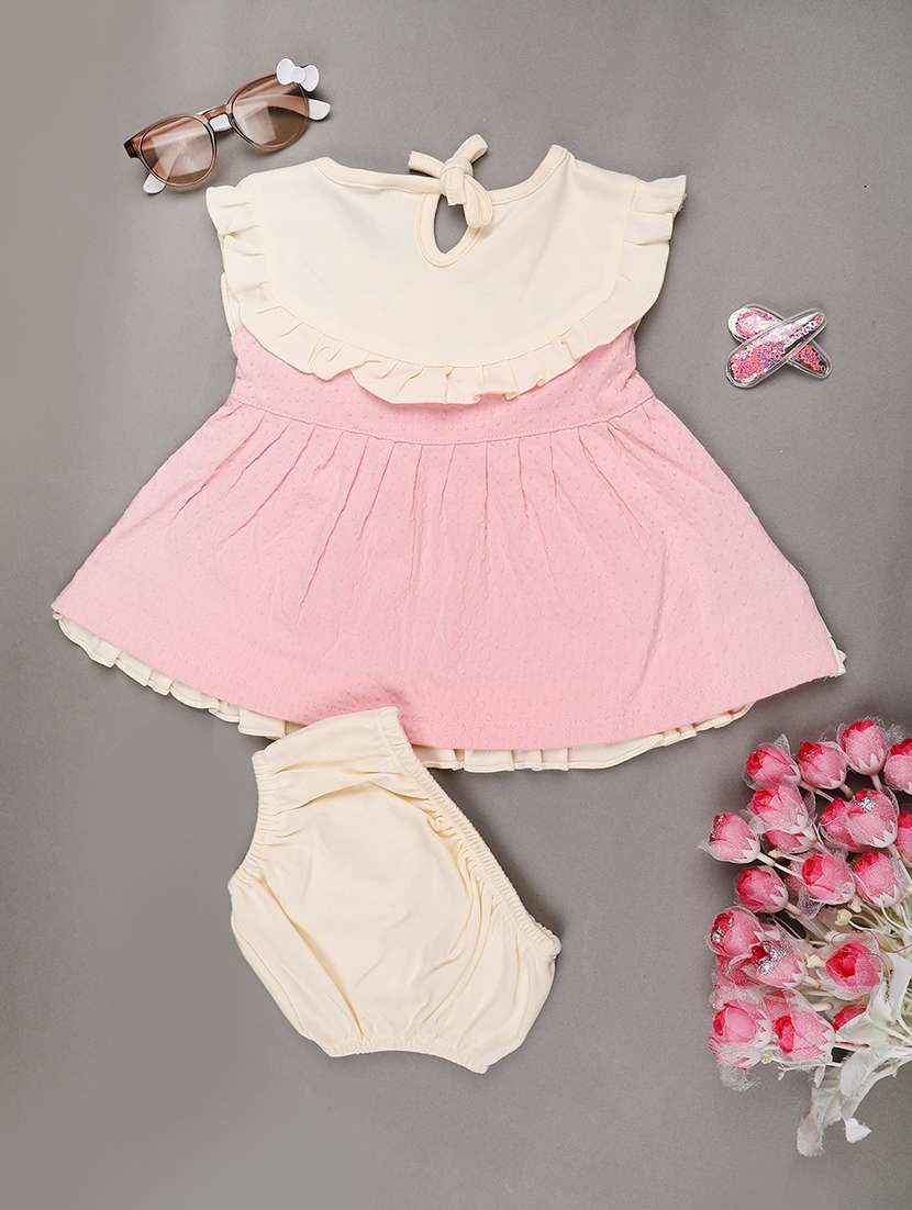 girls printed short sleeve frock with blommer - 22337414 -  Standard Image - 2