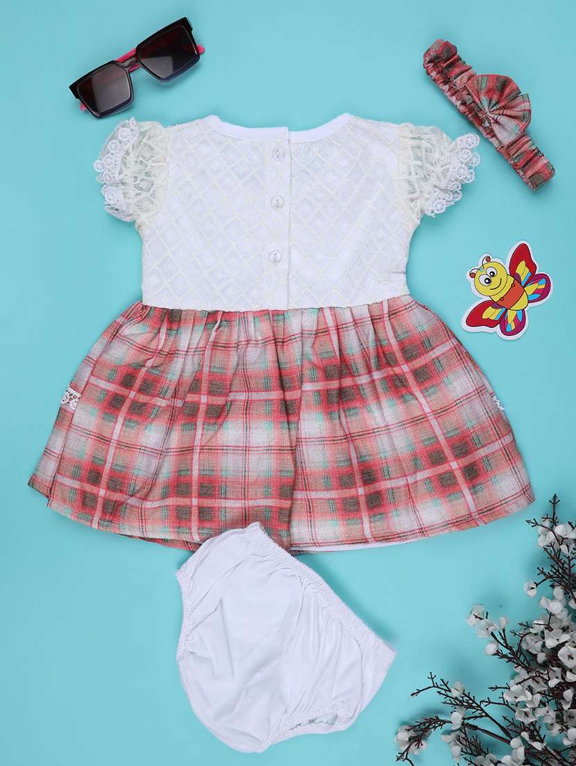 girls printed short sleeve frock with blommer - 22337417 -  Standard Image - 2