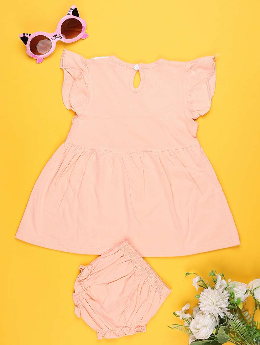 girls printed short sleeve frock with blommer - 22337442 -  Standard Image - 2