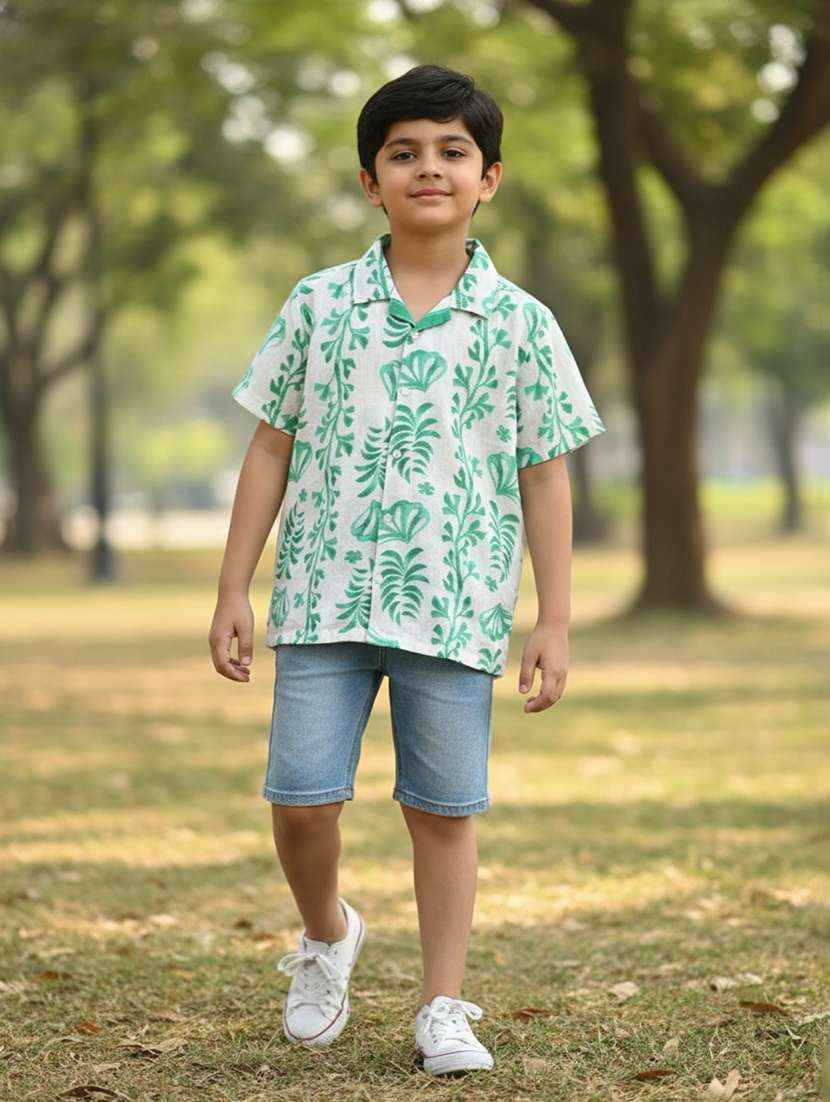 boys printed short sleeves regular fit shirt