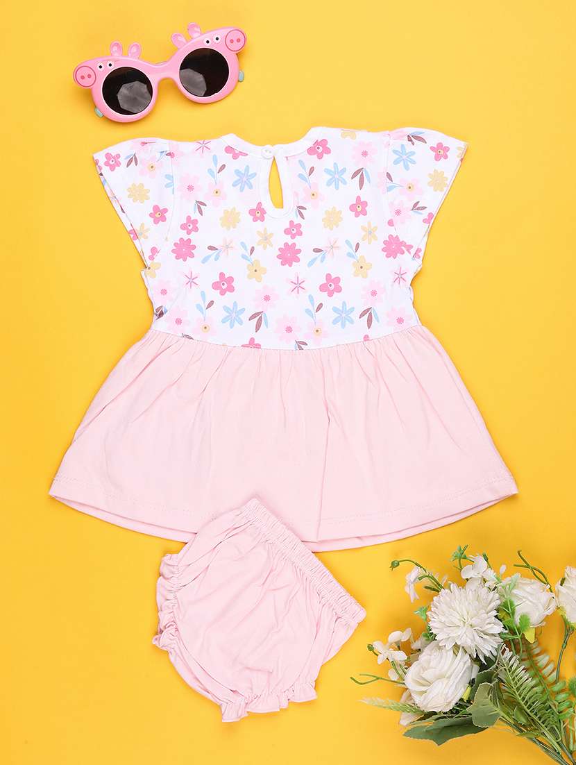 girls printed short sleeve frock with blommer - 22337468 -  Standard Image - 2