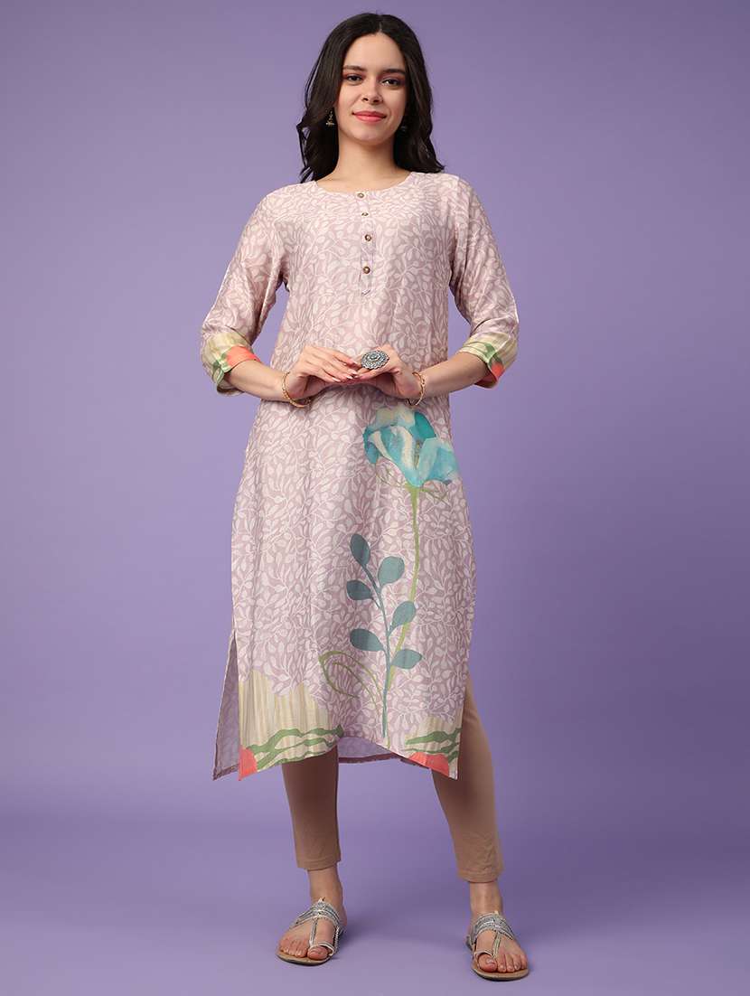 purple cotton straight kurta - 22337496 -  Standard Image - 2