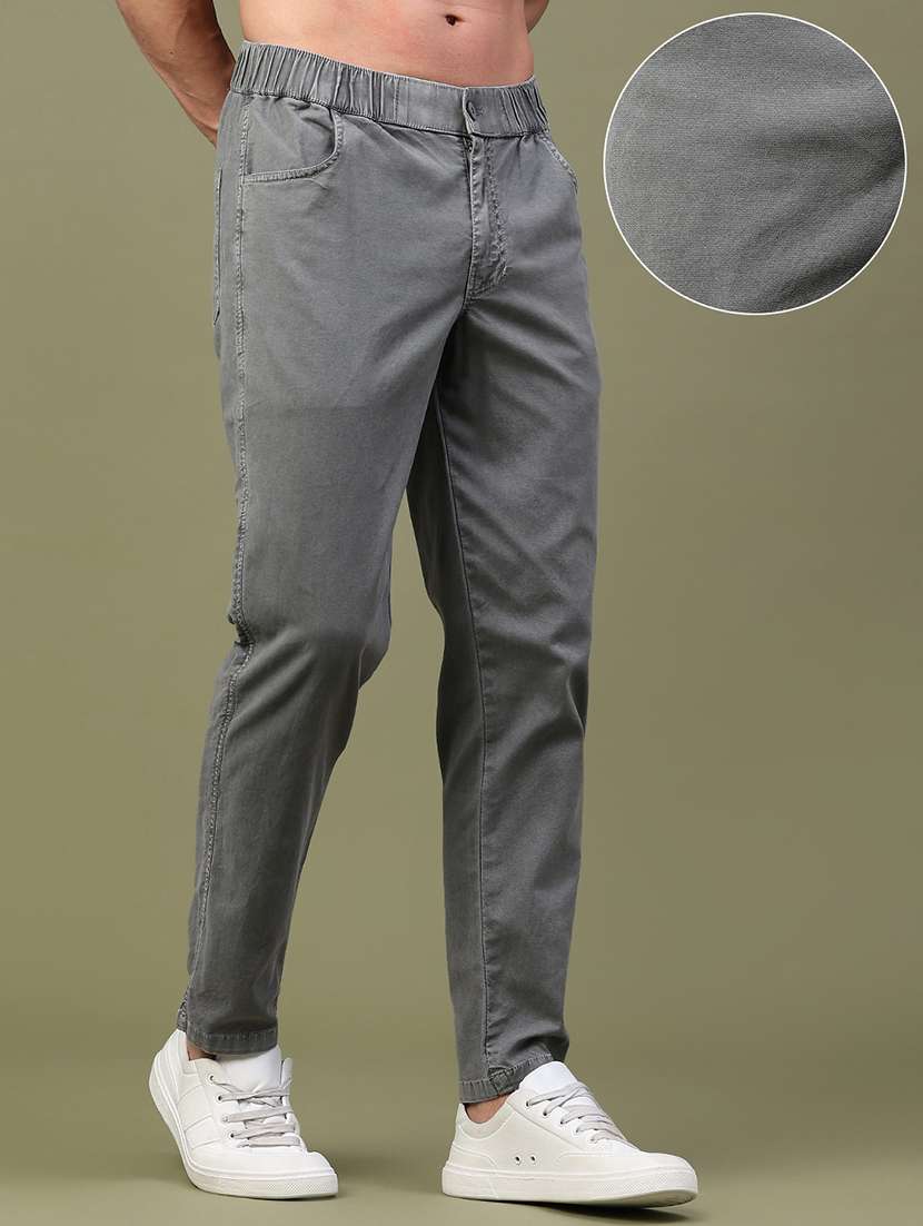 men solid mid rise chinos casual trouser - 22337503 -  Standard Image - 2