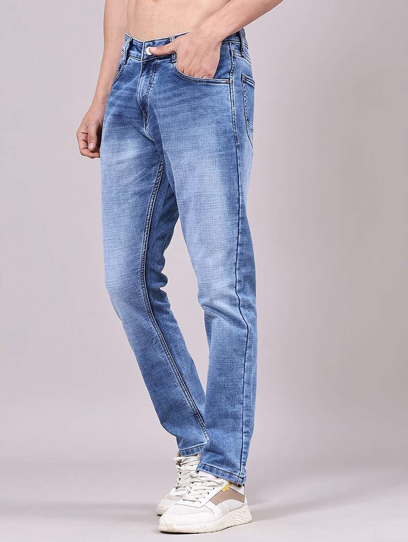men washed mid rise full length slim fit jeans - 22337517 -  Standard Image - 2
