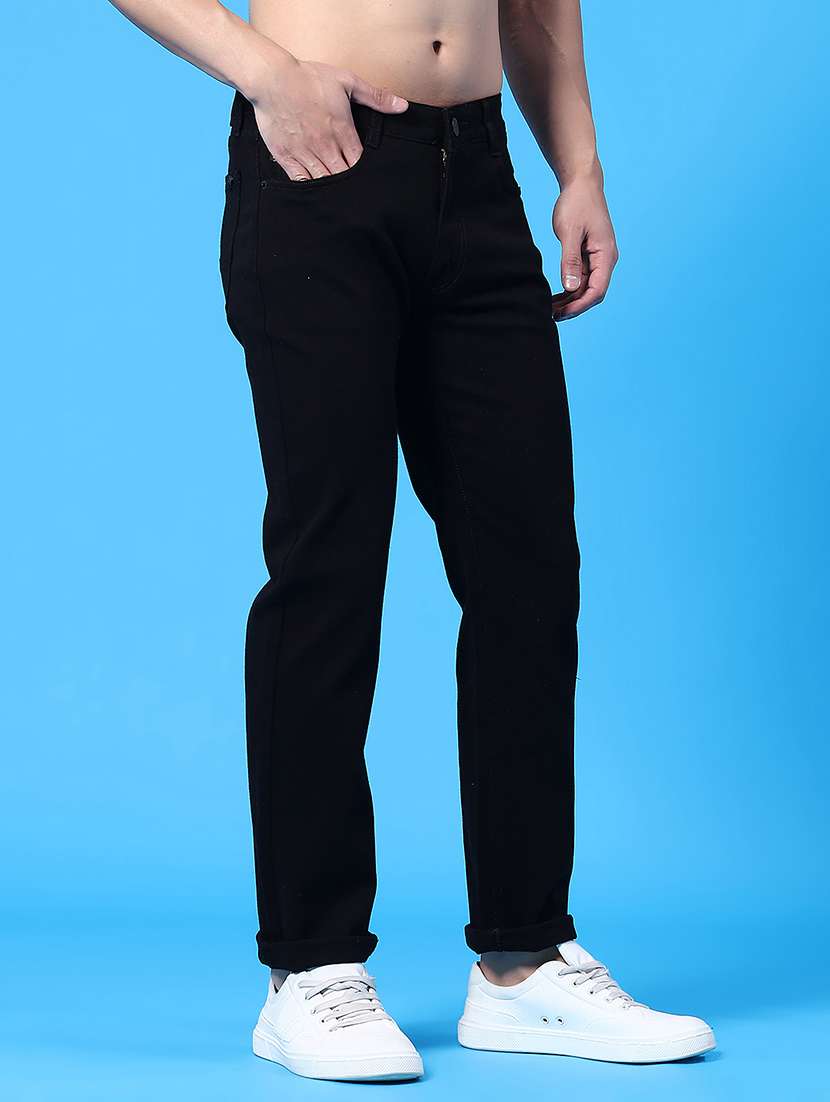 men plain mid rise full length straight jeans - 22337523 -  Standard Image - 2