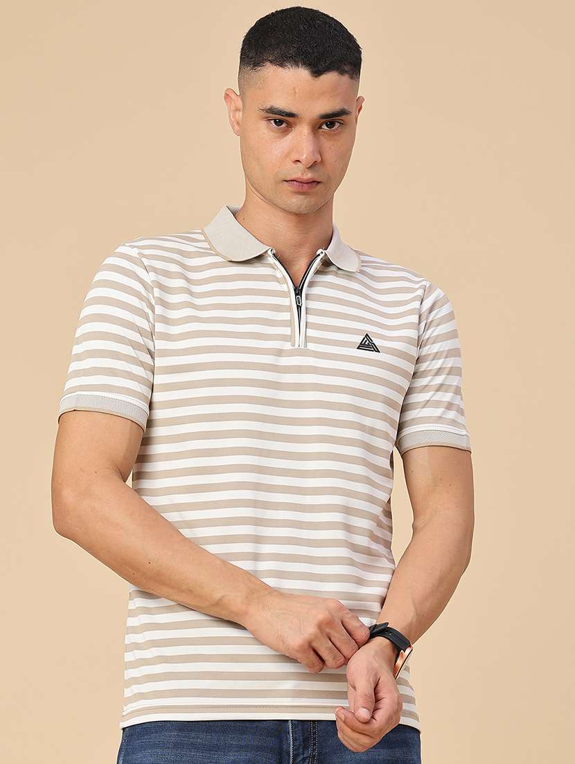 men striped short sleeve regular fit polo t-shirt - 22337556 -  Standard Image - 2