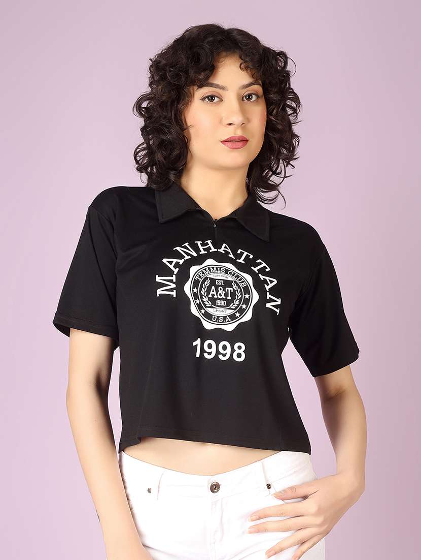 women printed short sleeve polo t-shirt - 22337584 -  Standard Image - 2