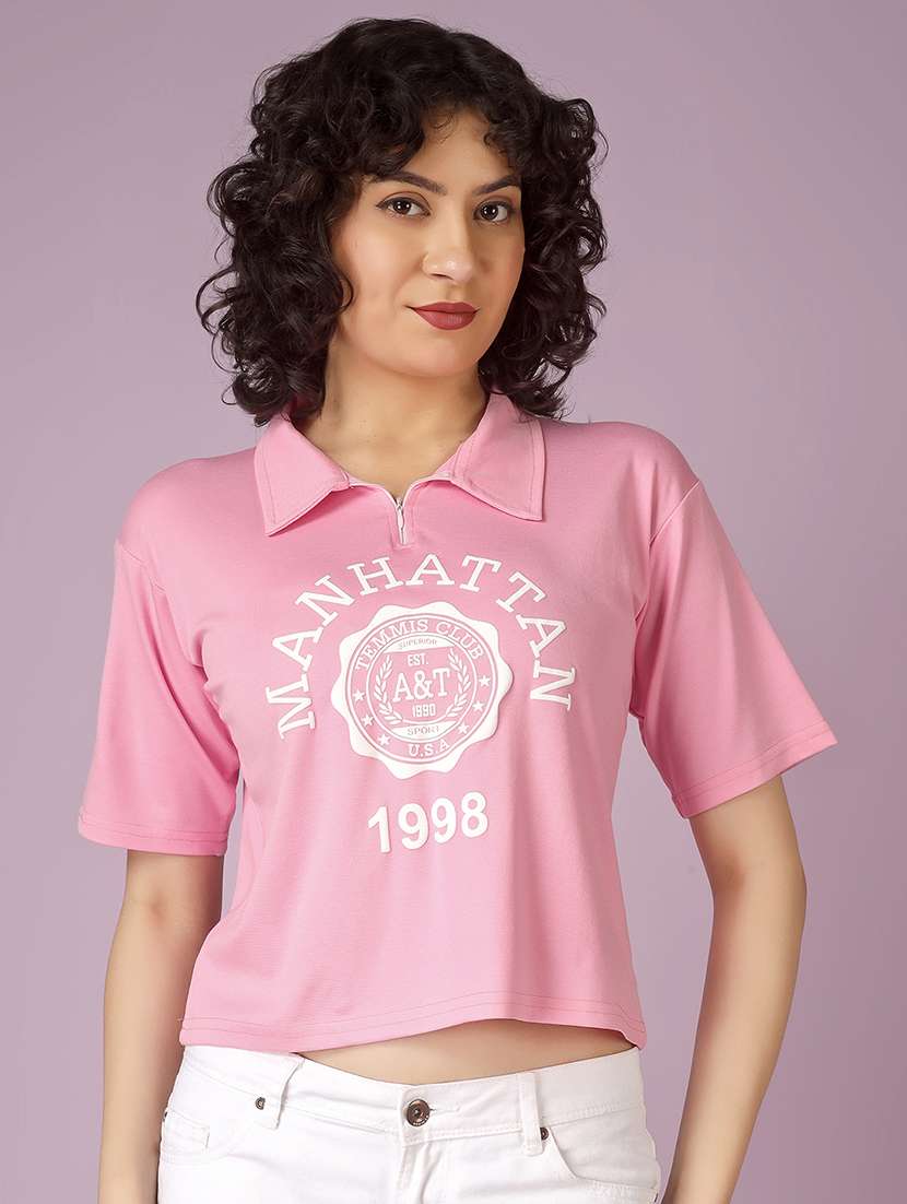 women printed short sleeve polo t-shirt - 22337585 -  Standard Image - 2