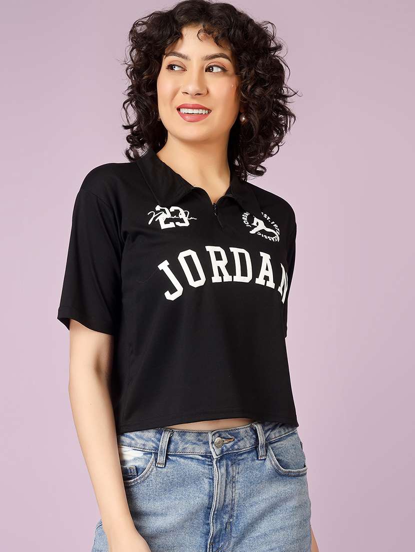 women printed short sleeve polo t-shirt - 22337589 -  Standard Image - 2