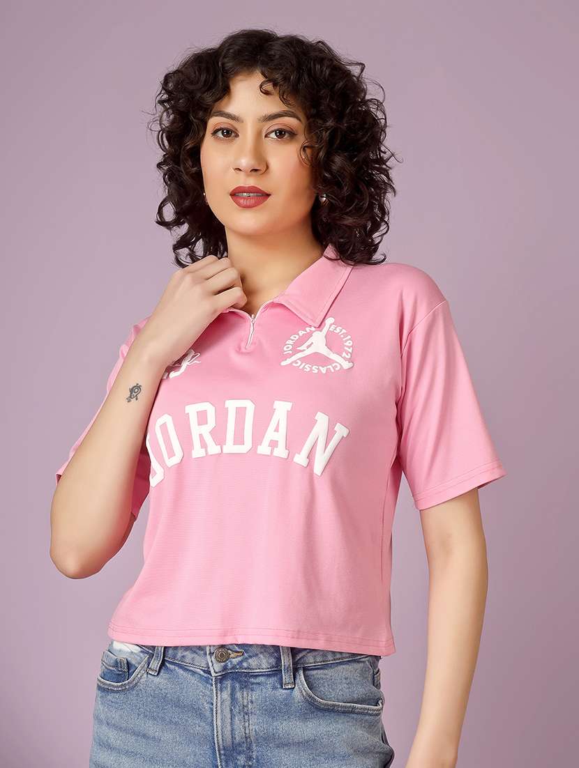 women printed short sleeve polo t-shirt - 22337590 -  Standard Image - 2