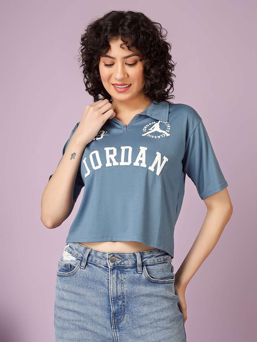 women printed short sleeve polo t-shirt - 22337591 -  Standard Image - 2