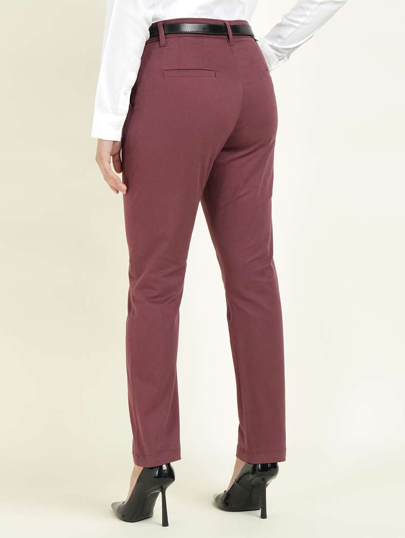 women solid mid rise cigarette pants - 22337691 -  Standard Image - 2
