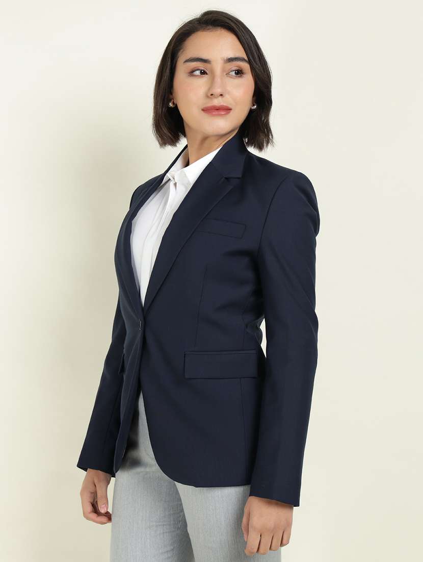 women solid long sleeve single breasted blazer - 22337701 -  Standard Image - 2