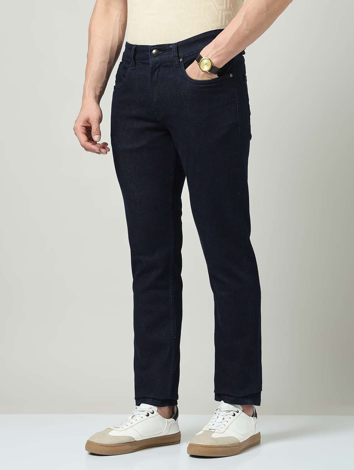 men plain mid rise full length jeans - 22337911 -  Standard Image - 2