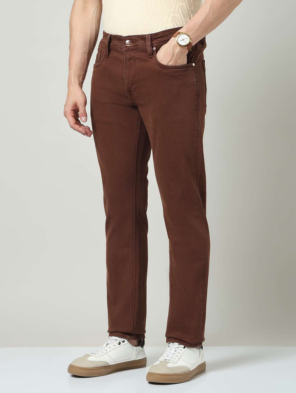 men plain mid rise full length jeans - 22337920 -  Standard Image - 2