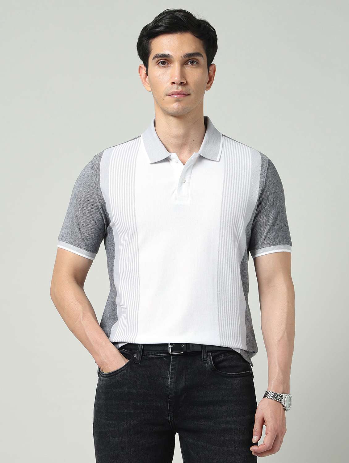 men color block short sleeve regular fit polo t-shirt