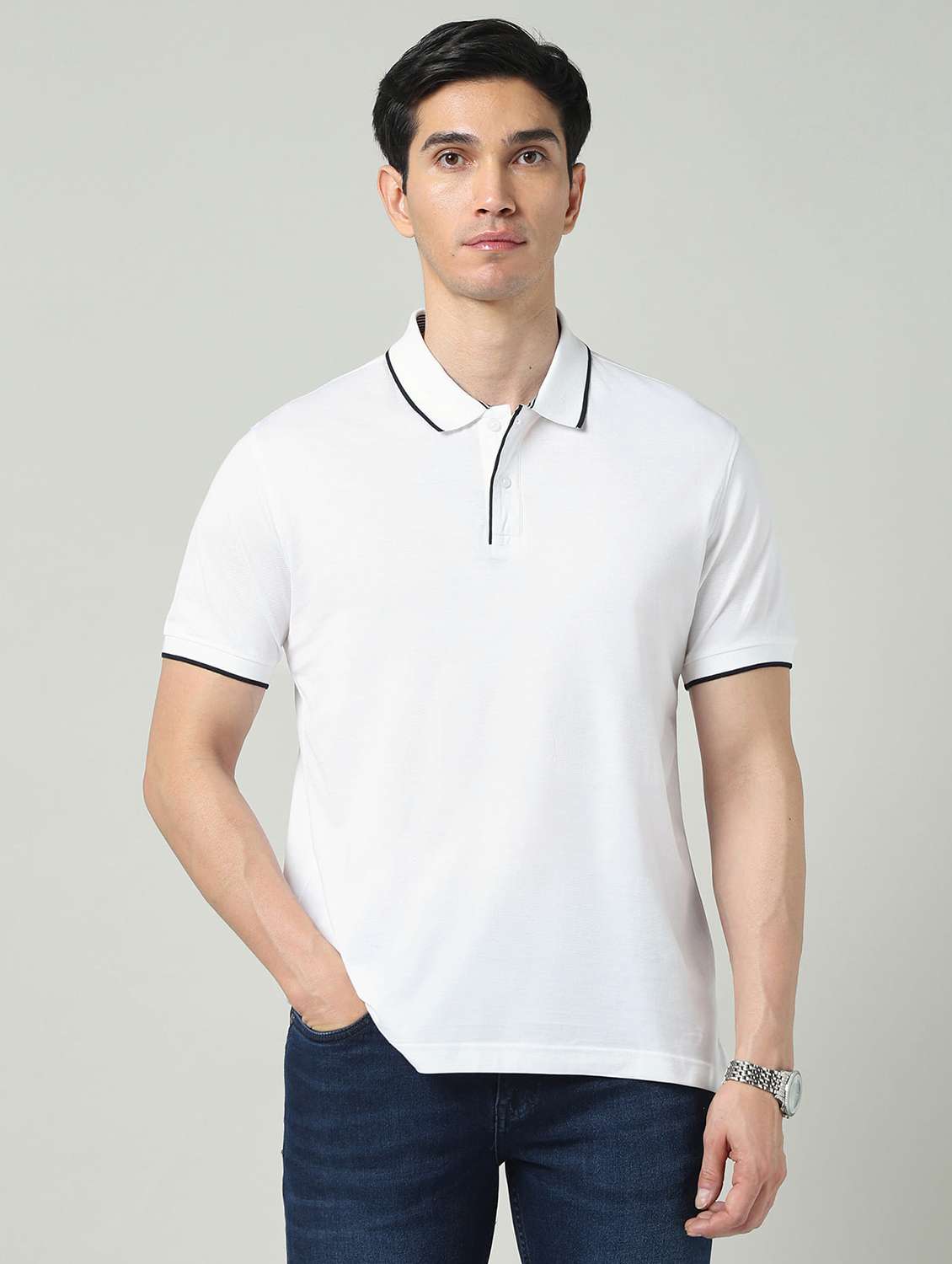 men solid short sleeve regular fit polo t-shirt