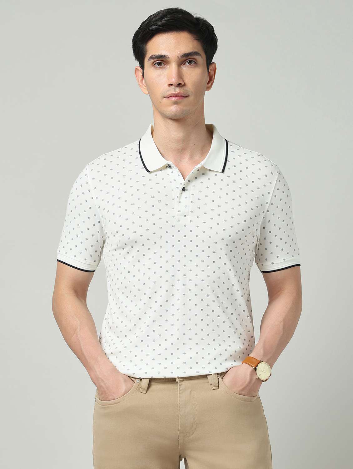 men printed short sleeve regular fit polo t-shirt