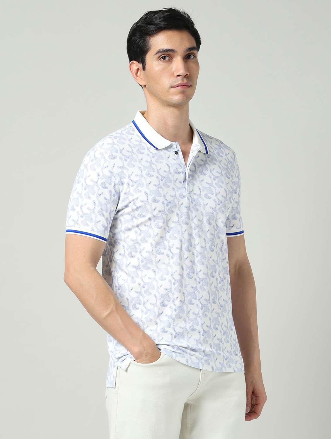 men printed short sleeve regular fit polo t-shirt - 22337952 -  Standard Image - 2