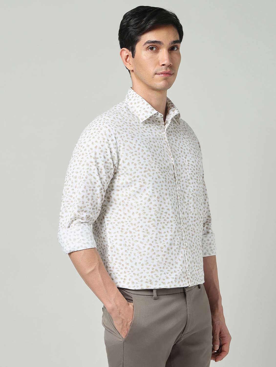 men printed long sleeve slim fit casual shirt - 22337964 -  Standard Image - 2