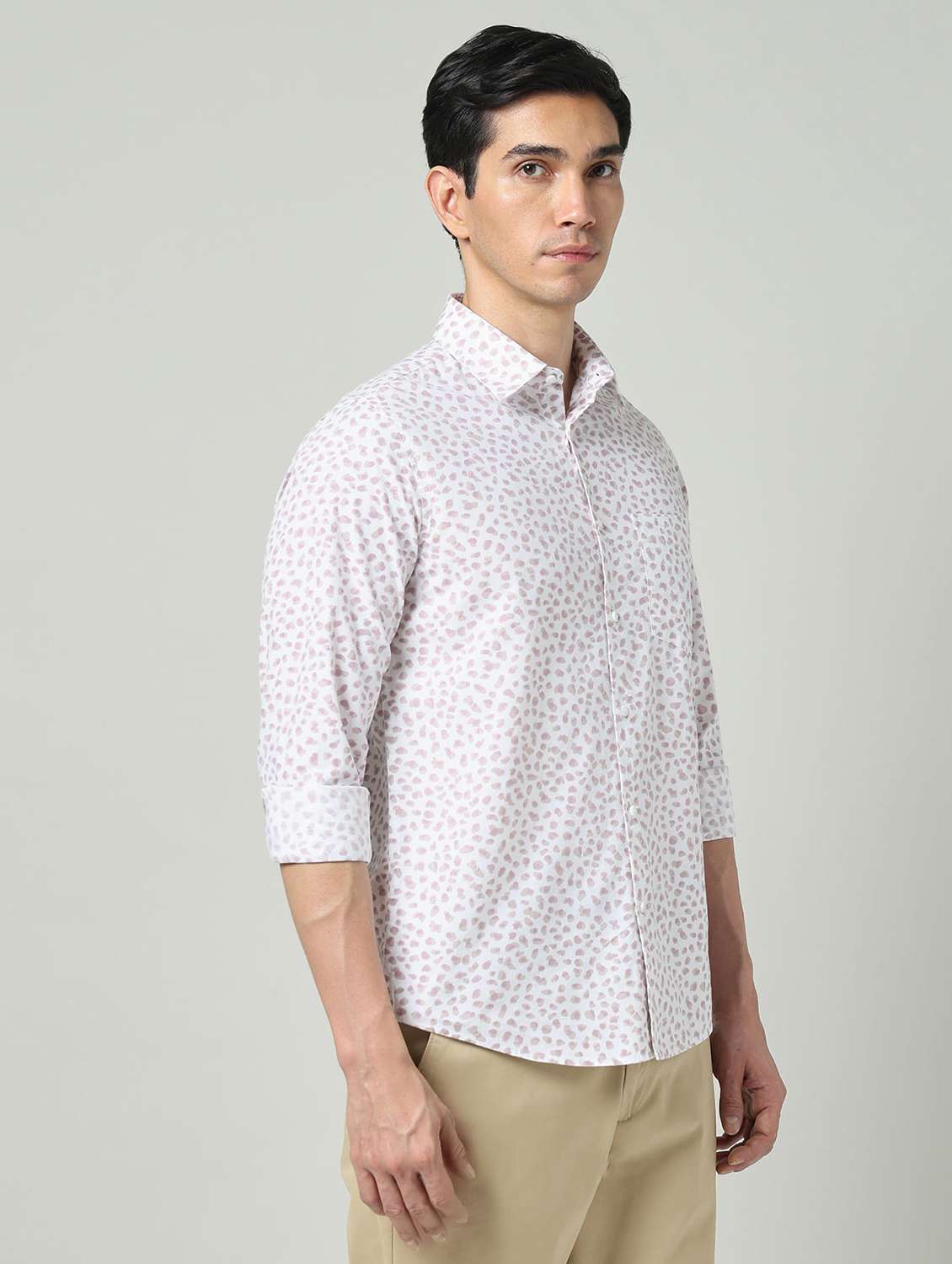 men printed long sleeve slim fit casual shirt - 22337968 -  Standard Image - 2