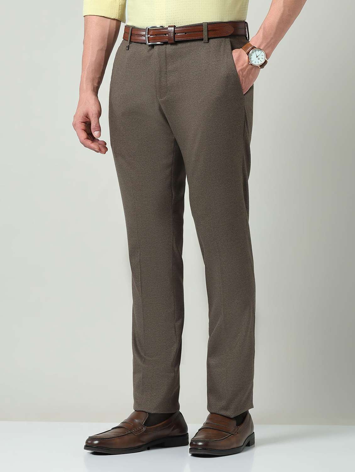 men solid mid rise flat front formal trouser - 22337973 -  Standard Image - 2