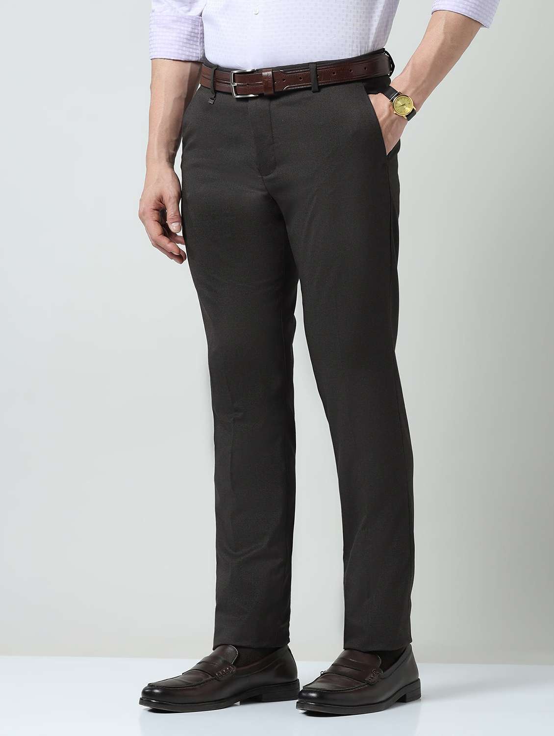 men solid mid rise flat front formal trouser - 22337974 -  Standard Image - 2