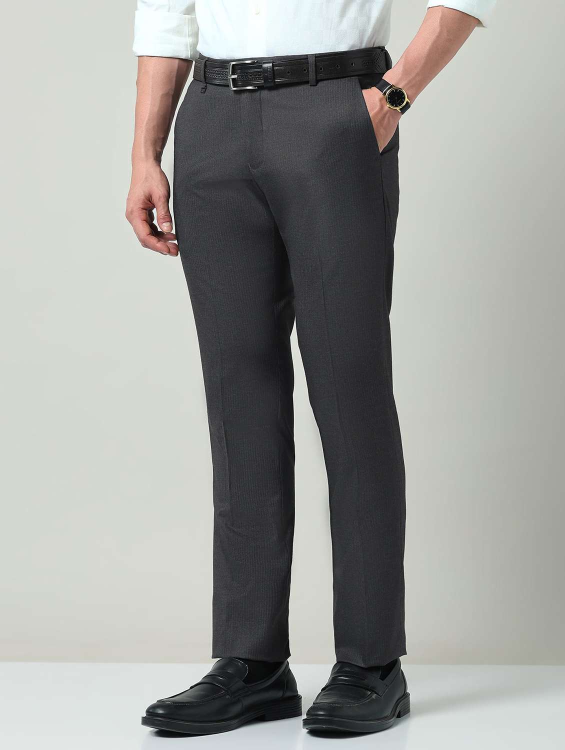 men striped mid rise flat front formal trouser - 22337977 -  Standard Image - 2